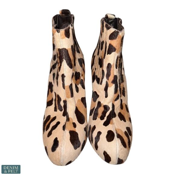 Brian Atwood Leopard Print Calf Hair Platform Ankle Booties Heels 37 Italy - Picture 2 of 12
